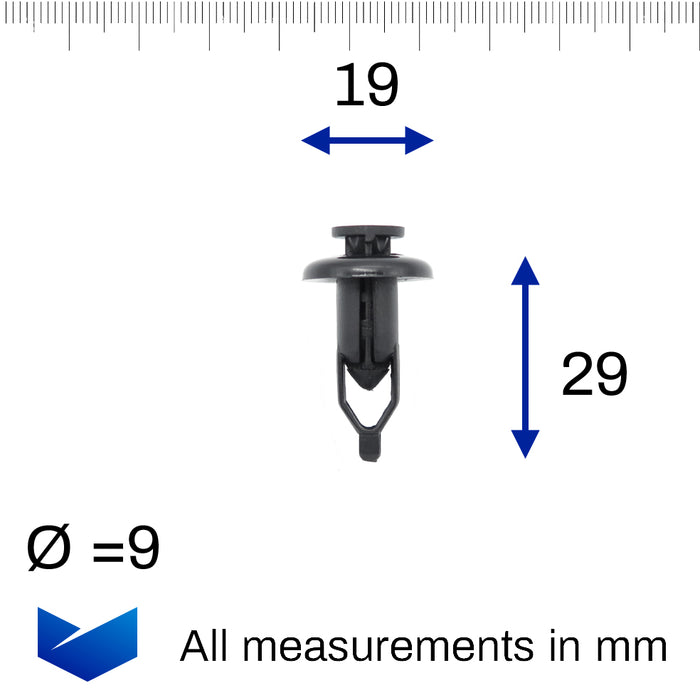 Toyota 9mm Push fit Front & Rear Bumper Clip- 90467-09143