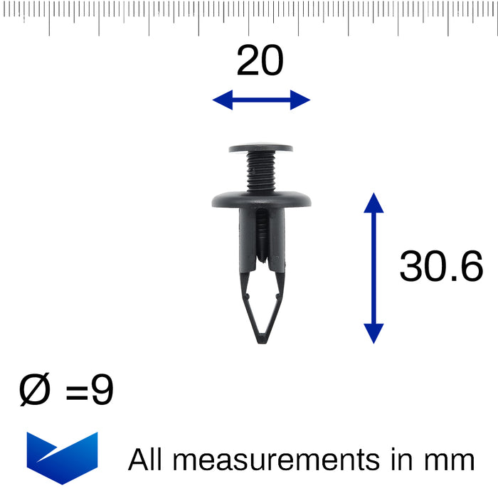 Toyota 9mm Screw Fit Front & Rear Bumper Clip- 90467-09189