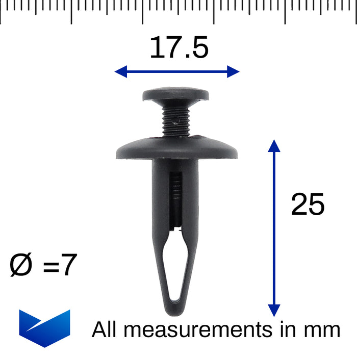 Rivet à vis en plastique 7 mm, Jaguar C2S9354020 - Clip de garniture pour passages de roue, moulures de seuil et autres garnitures