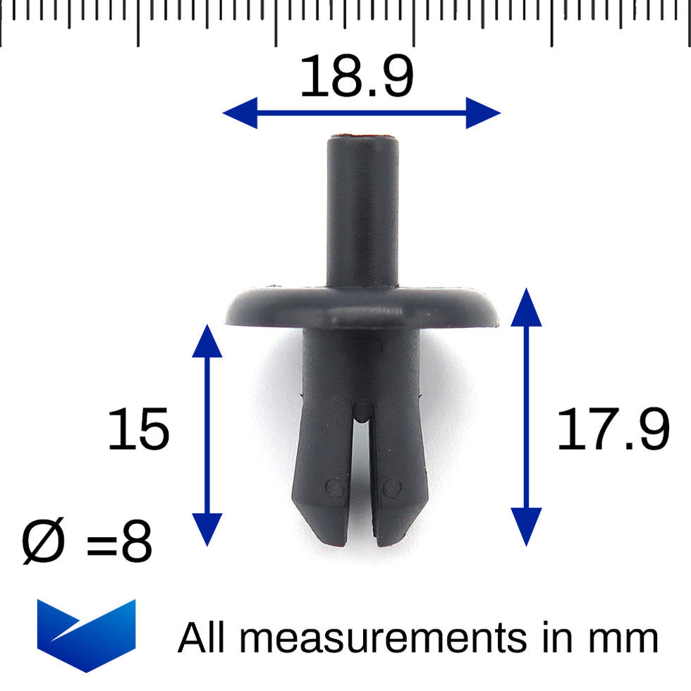 0009916640 8mm Push Fit Plastic Rivet for Bumpers, Skirts & Arches- Mercedes A001 ...