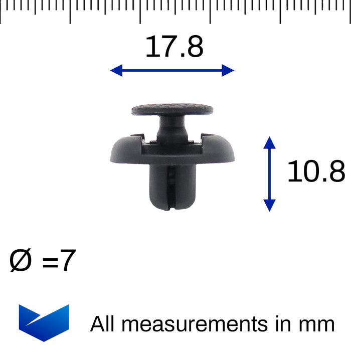 7mm Plastic Wheel Arch Lining Clip, Toyota 53879-60010