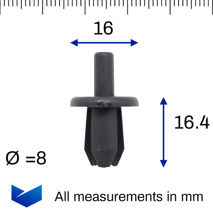 Zierclip-Niete aus Kunststoff für Stoßstangen, Schweller und andere Zierteile – Volvo 9133417