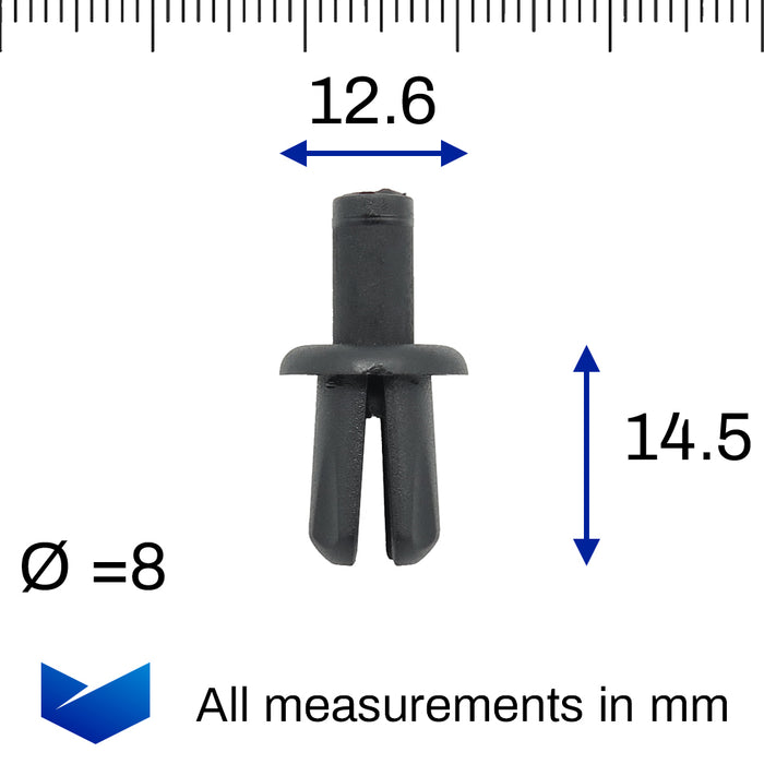Rivet de garniture en plastique de 8 mm pour pare-chocs, arches et garnitures - Land Rover 79086L