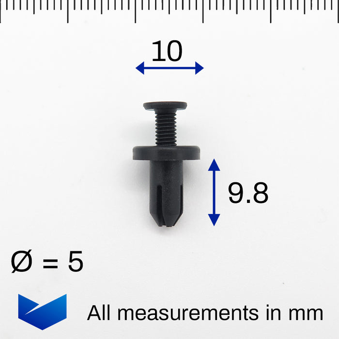 5mm Screw Fit Plastic Trim Clips, Mazda Bumper Fasteners EA0150037