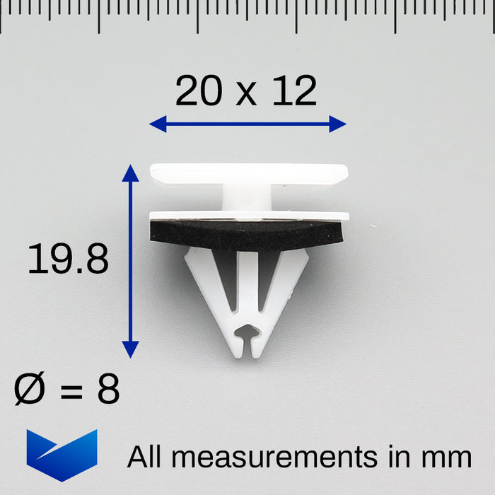 Moulding Clip, White, Citroen YQ00110580