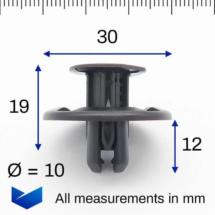 10mm Push Fit Panel Retainer Clips, Honda 91505TY2003