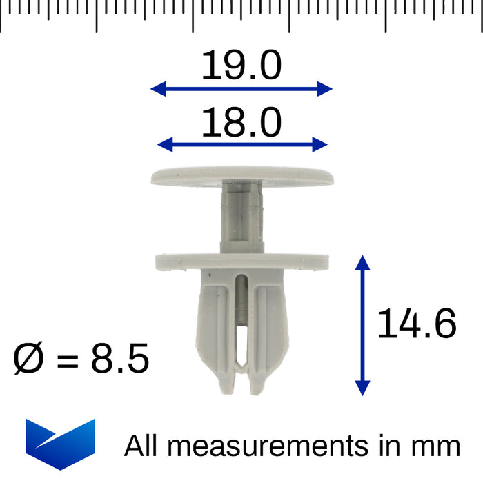 Push Fit Plastic Clip for VW Transporter T7 Van Lining, Light Grey