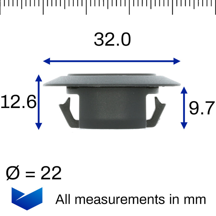 Underbody & Sideskirt Blanking Plug for 22mm Holes, Toyota 7692452021, 76924-52021