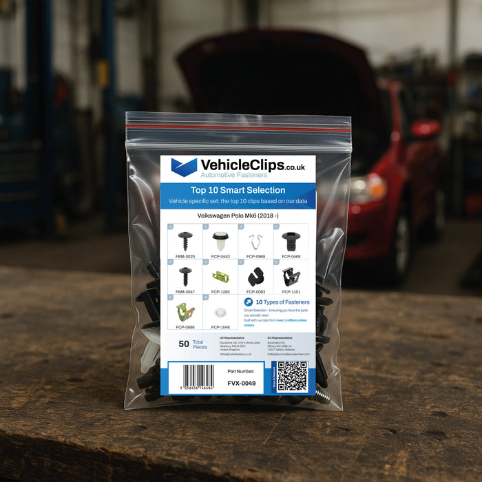Bag of assortment fasteners on a wooden workbench