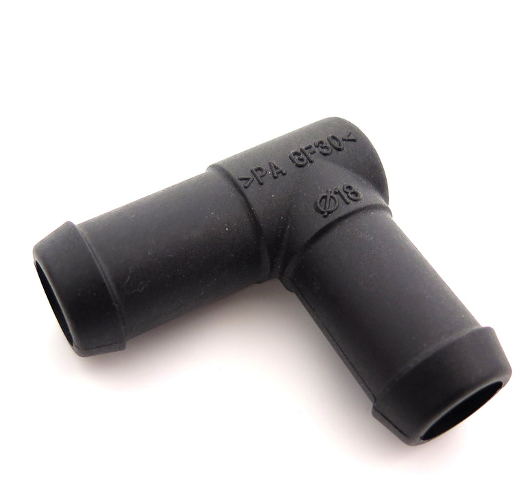 18mm Car Heater & Breather Hose Connector, 90° Nylon PA66