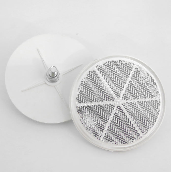 White Circular Reflector with Rear Bolt Mount, 80mm