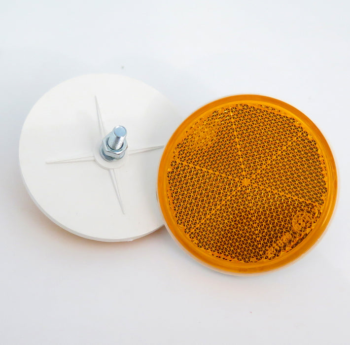 Amber Circular Reflector with Rear Bolt Attachment, 60mm