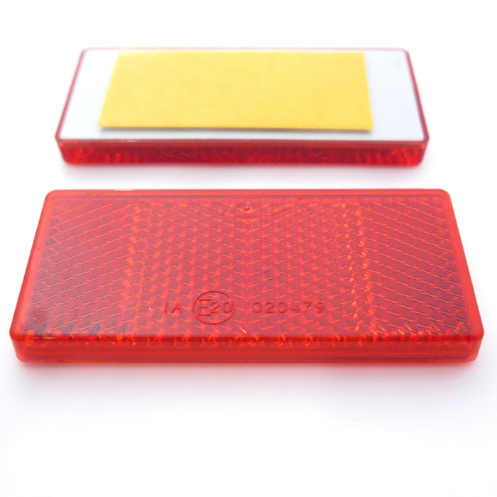 Red Rectangular Reflector, Self-Adhesive, 69mm x 31.5mm