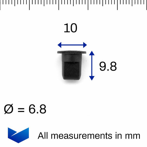 Badge & Trim Locator Grommet, Black - Porsche 191853615A , 191 - 853 - 615 - A - VehicleClips