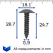 Black Body Screw for Wheel Arch Linings & Side Skirt Trim Panels, Kia 1249306257E - VehicleClips