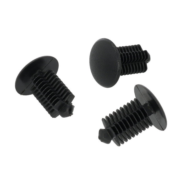 Black Fir Tree Plastic Trim Panel Clips - 9 - 10mm Hole - 18mm Head - VehicleClips
