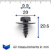 Black Wheel Arch Lining SEM Screw, Toyota 9015960496 - VehicleClips