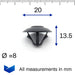 Bonnet Insulation & Soundproofing Clips, Mercedes - Benz A0019880325 - VehicleClips