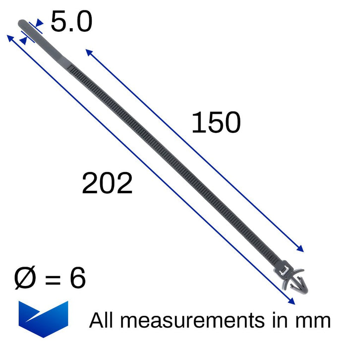 Cable Tie with Fixing for a 6mm hole - VehicleClips