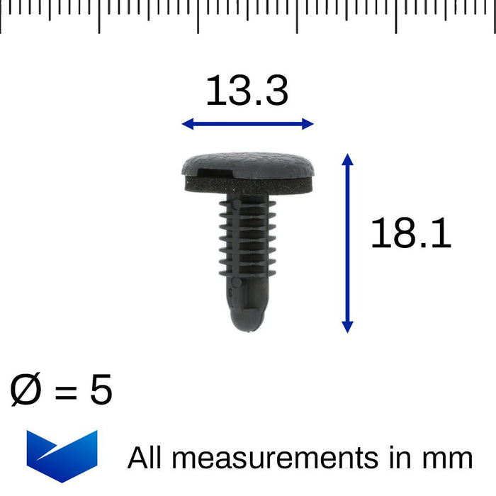 Fir Tree Clip, 5mm hole, Black - Mitsubishi MR221721 - VehicleClips