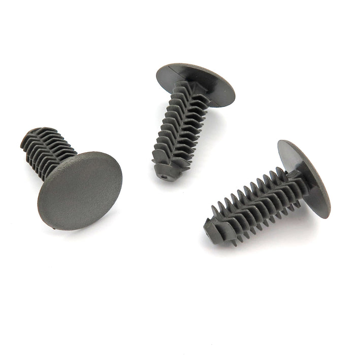 Fir Tree Trim Panel Clips - 8mm Hole - 18mm Head, Dark Grey, Perfect for Volkswagen van lining - VehicleClips