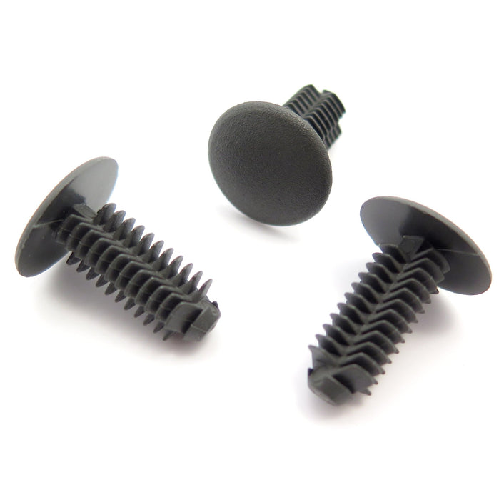 Fir Tree Trim Panel Clips - 8mm Hole - 18mm Head, Dark Grey, Perfect for Volkswagen van lining - VehicleClips