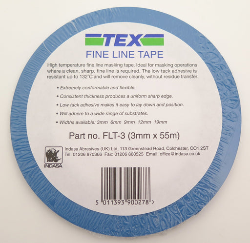 Indasa 3mm Fine Line Masking Tape, 55m roll - VehicleClips