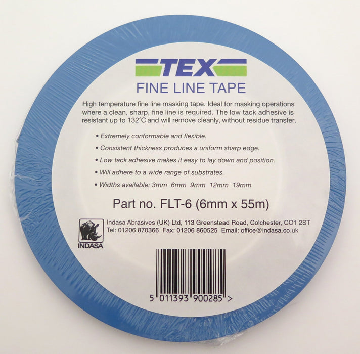 Indasa 6mm Fine Line Masking Tape, 55m roll - VehicleClips