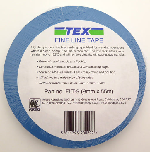Indasa 9mm Fine Line Masking Tape, 55m roll - VehicleClips
