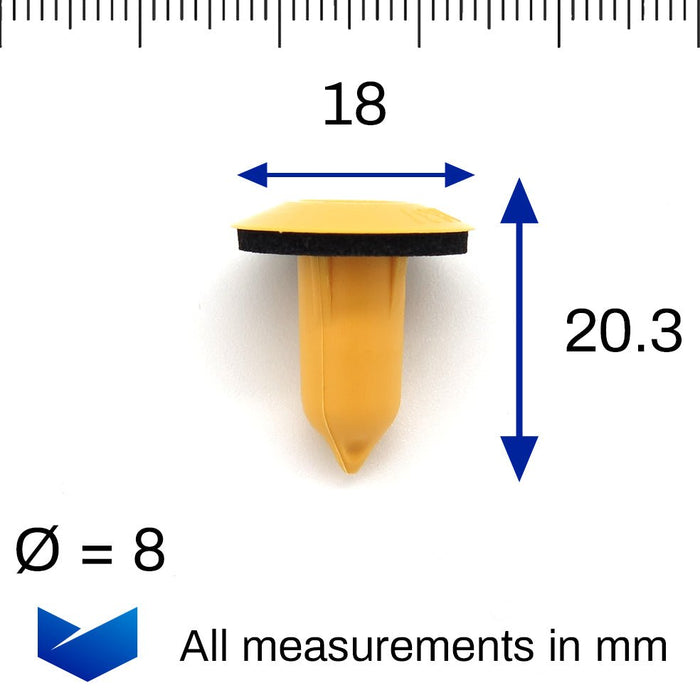 Insert Mounting Clip, Yellow, Volvo 3545549 - VehicleClips