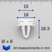 Interior Trim Panel & Moulding Clip, White, Seat 6X0867300A - VehicleClips