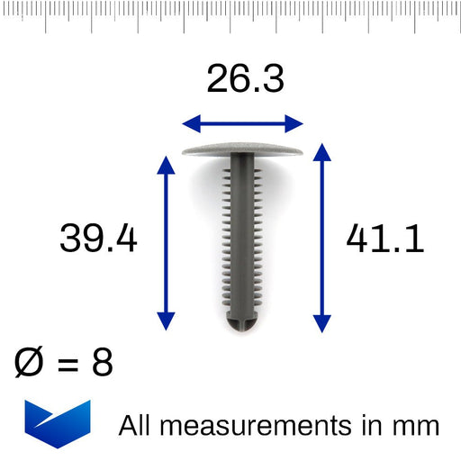 Long Stemmed Fir Tree Clip, 8.5mm Hole, Renault 0155305891 - VehicleClips