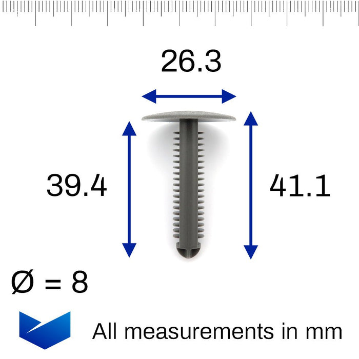 Long Stemmed Fir Tree Clip, 8.5mm Hole, Renault 0155305891 - VehicleClips