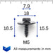 M5 Black SEM Screw with 18mm Washer, BMW 07147129160 - VehicleClips