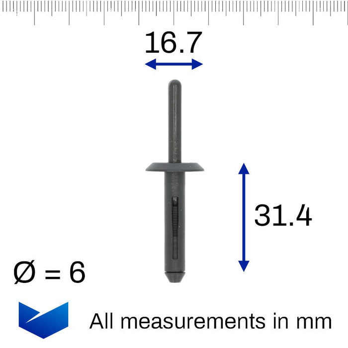 Plastic Blind Rivet, BMW 07149140786, 07 14 9 140 786 - VehicleClips