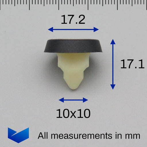 Plastic Expanding Nut / Screw Grommet with Rubber Seal, Volkswagen N10621301 - VehicleClips
