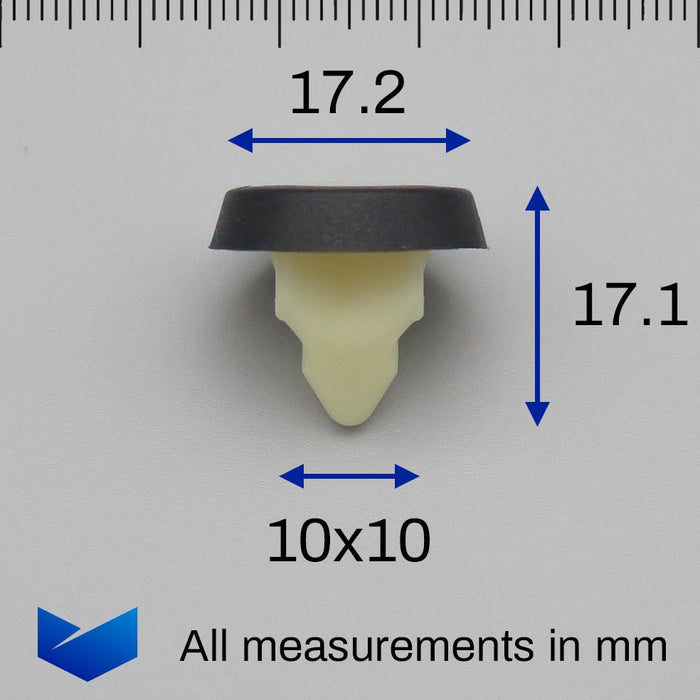Plastic Expanding Nut / Screw Grommet with Rubber Seal, Volkswagen N10621301 - VehicleClips