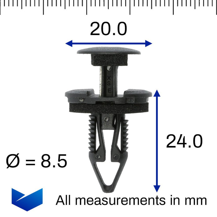 Plastic Rivet Clip For Windscreen Cowl Scuttle Panel Cover, Fiat 51891918 - VehicleClips