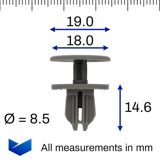 Push Fit Plastic Clip for VW Transporter T7 Van Lining, Dark Grey - VehicleClips