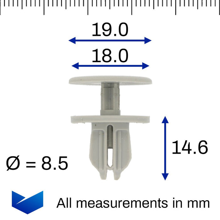 Push Fit Plastic Clip for VW Transporter T7 Van Lining, Light Grey - VehicleClips