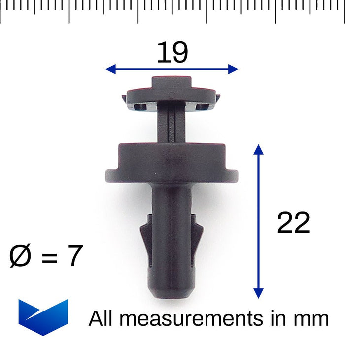Push Fit Plastic Fastener, Toyota 9046707222, 90467 - 07222 - VehicleClips
