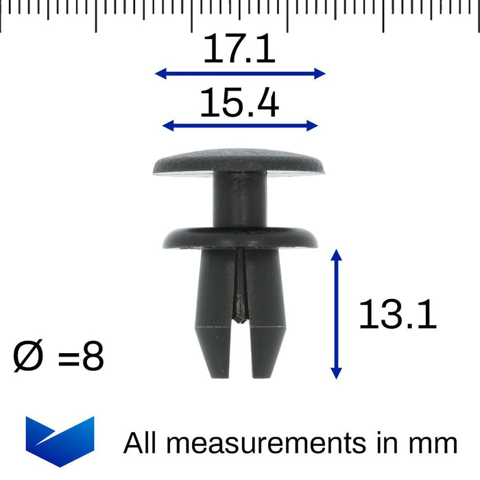 Push Fit Plastic Rivet, Black, BMW 07147136172 - VehicleClips