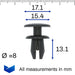 Push Fit Plastic Rivet, Black, BMW 07147136172 - VehicleClips
