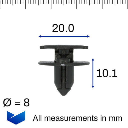 Push Fit Plastic Rivet for an 8mm Hole, Geely JQ693E84 - VehicleClips