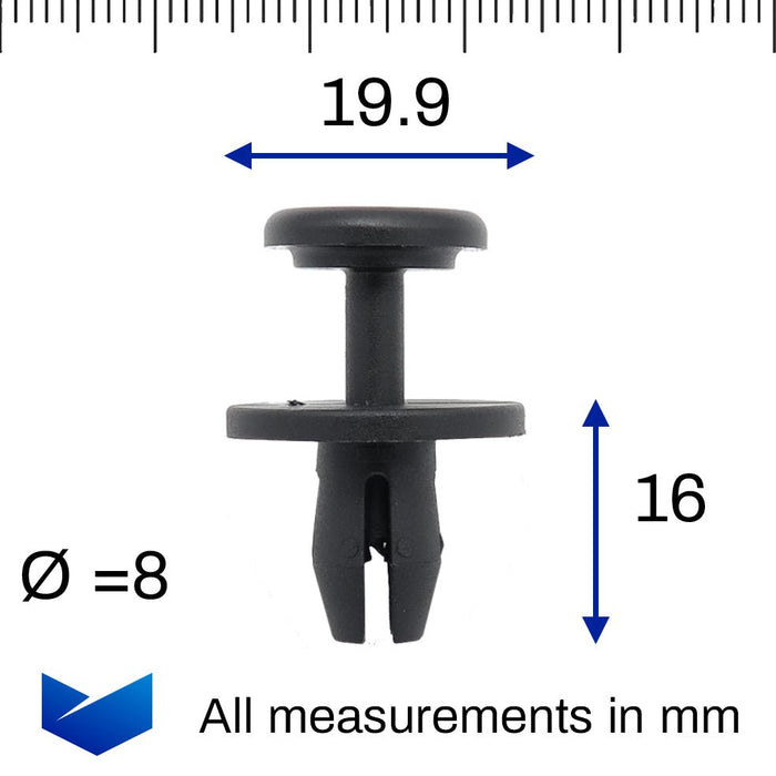 Push Fit Plastic Trim Clip, Bumpers, Arch Linings, Porsche 99950749740 - VehicleClips