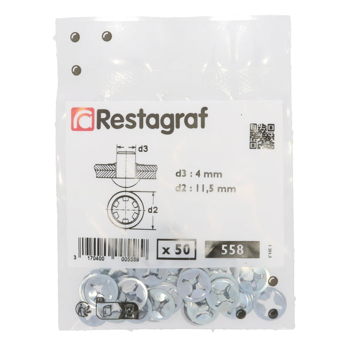 Restagraf - Axial Self Retaining Washer Ø 4 mm (Pack of 50 Pieces) - Citroen 698798 - VehicleClips