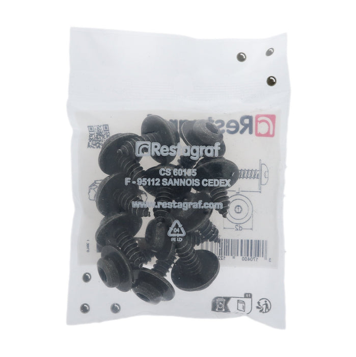 Restagraf - Black Zinc Plated Dome Head Self Tapping Screw With Washer Ø 6,3 X 19 mm Front Fender (Pack of 12 Pieces) - Seat N10512701 / N10 512 701 - VehicleClips