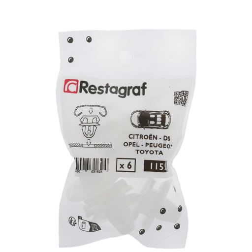 Restagraf - Door Sill Trim Clip (Pack of 6 Pieces) - Citroen 1606425680 - VehicleClips