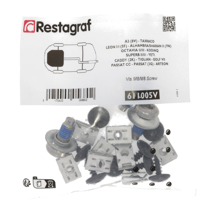 Restagraf Engine Undertray Fasteners Kit Skoda Superb Mk2/Mk3, Octavia Mk2/Mk3, Yeti & Kodiaq - VehicleClips