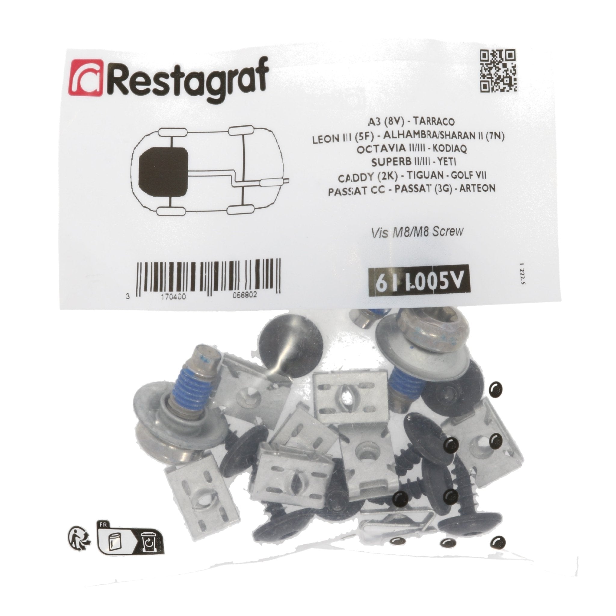 Restagraf Full Front Door Fixings & Fasteners Kit, Golf (03.2020 →) Golf (03.2020 →) , Volkswagen 5H0898619 , 5H0 898 619 main image 0